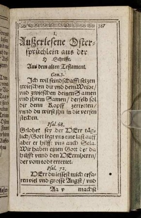 1. Außerlesene Ostersprüchlein aus der H. Schrifft.