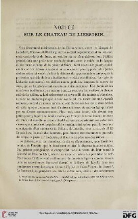 2.Ser. 3.1864/65: Notice sur le château de Liebstein