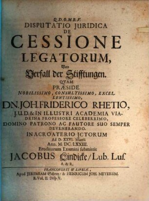 Disp. iur. de cessione legatorum