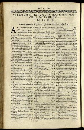 Verborum Et Rerum, In Hoc Libro Præcipue Notabilium, Index.