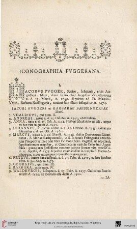 Iconographia Fuggerana ( Nr. I- CXXXIX)