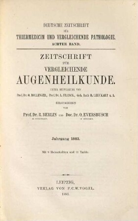 Zeitschrift für vergleichende Augenheilkunde, 1. 1882