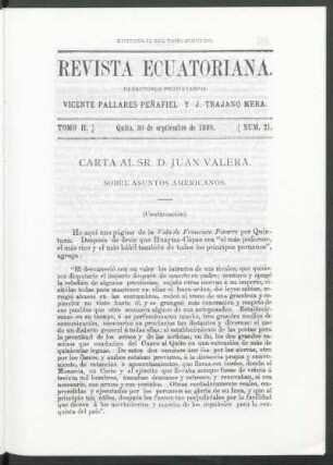 Carta al Sr. D. Juan Valera sobre asuntos americanos