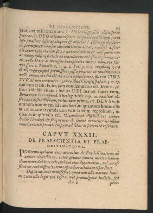 Caput XXXII. De Praescientia Et Praedestinatione.