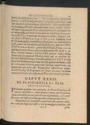 Caput XXXII. De Praescientia Et Praedestinatione.
