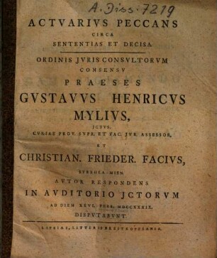 Actuarius peccans circa sententias et decisa