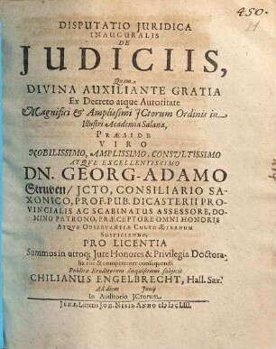 Disputatio Iuridica Inauguralis De Iudiciis