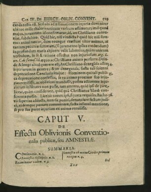 Caput V. De Effectu Oblivionis Conventioanlibus publicae, seu Amnestiae.