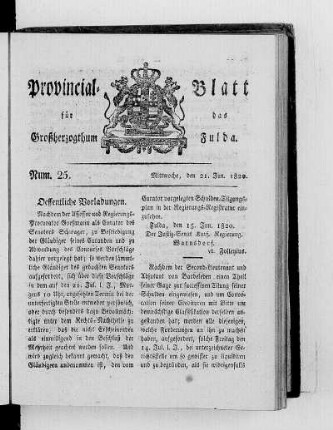 Num. 25, Ausgabe vom 21. Juni 1820