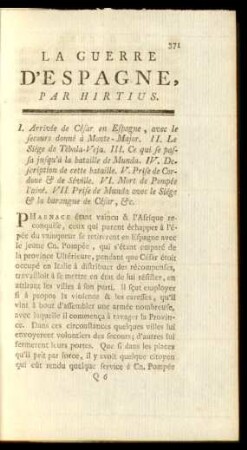 La Guerre D'Espagne, Par Hirtius