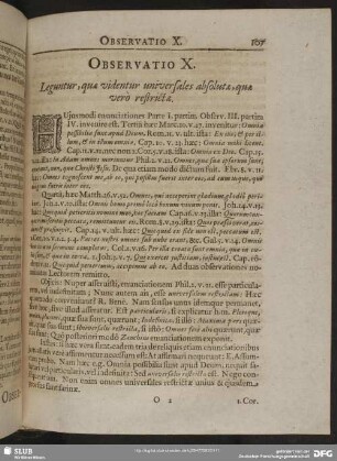 Observatio X. Leguntur, quae videntur universales absolutae, quae verò restrictae