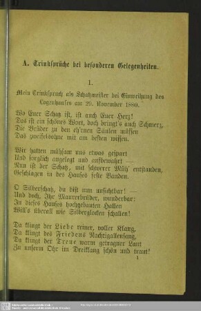 A. Trinksprüche bei besonderen Gelegenheiten