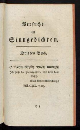 Versuche in Sinngedichten. Drittes Buch
