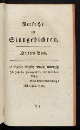 Versuche in Sinngedichten. Drittes Buch