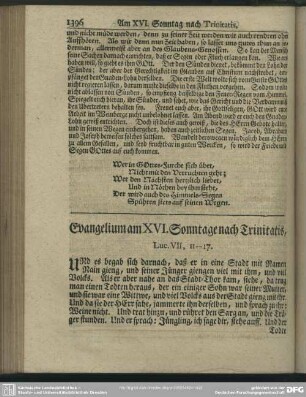 Evangelium am XVI. Sonntage nach Trinitatis, Luc. VII, 11-17