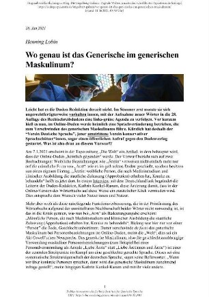 Wo genau ist das Generische im generischen Maskulinum?