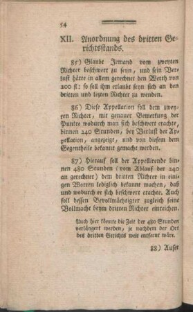 XII. Anordnung des dritten Gerichtsstands.