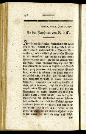 An den Freyherrn von R. in D.