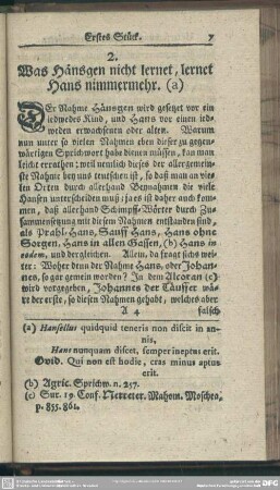 2. Was Hänsgen nicht lernet, lernet Hans nimmermehr