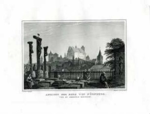 Grafik "Ansicht der Burg von Nürnberg. Vom St. Johannes Kirchhof"