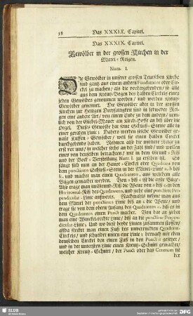 Das XXXIX. Capitel. Gewölber in der grossen Kirchen in der Mittel-Reigen. Num. I.
