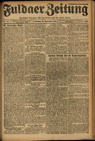 Erste Ausgabe vom Sonntag, den 28. September 1924.
