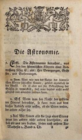 Anfangsgründe der angewandten Mathematik, 2. Astronomie, Geographie, Chronologie und Gnomonik