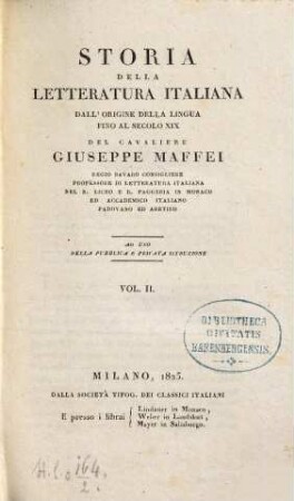 Storia della letteratura italiana dall'origine della lingua fino al secolo XIX. 2