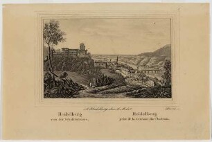 Heidelberg, Stadt, Schloss und Alte Brücke von Osten