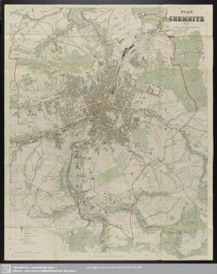 Karte : Plan von Chemnitz 1915