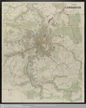 Karte : Plan von Chemnitz 1915
