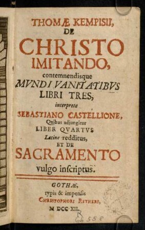 1-276, De Christo Imitando