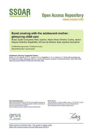 Bond creating with the adolescent mother: glimpsing child care