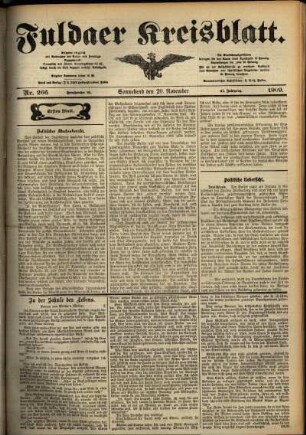 Erste Ausgabe vom Samstag, den 20. November 1909.