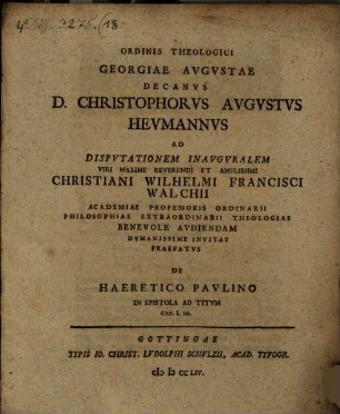 [Programma] De haeretico Paulino in epistola ad Titum, I, 10