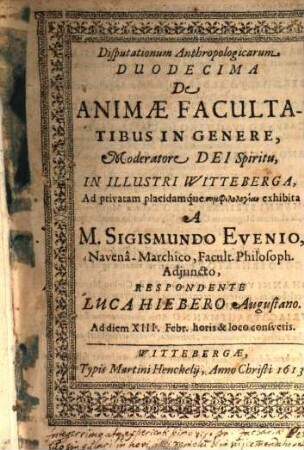 De Animae Facultatibus In Genere