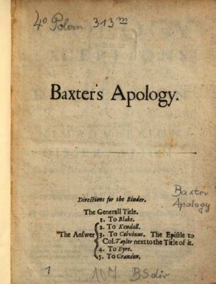 Apology against the modest exceptions of M. Blake and the digression of Mr. G. Kendale ...