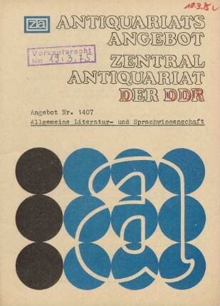 Nr. 1407: Allgemeine Literatur- u. Sprachwissenschaft