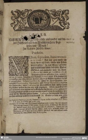 Leichenpredigt : Grab-Mahl der Schrenckendoffischen Rahel, Praefatio, Leichen-Text, Exordium, Tractatio