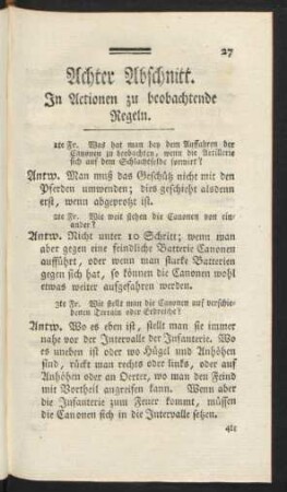Achter Abschnitt. In Actionen zu beobachtende Regeln.