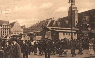 Gruss von der Leipziger Messe: Markt mit altem Rathaus
