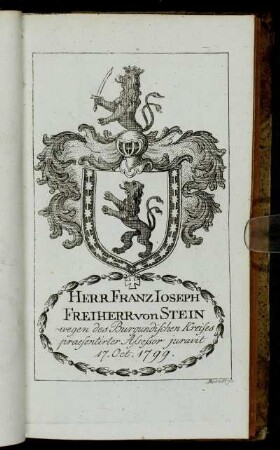 Herr Frantz Ioseph Freiherr von Stein[...] - Herr Ioseph Ullheimer[...]
