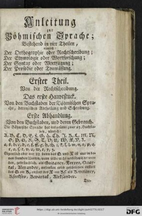 Anleitung zur Boehmischen Sprache