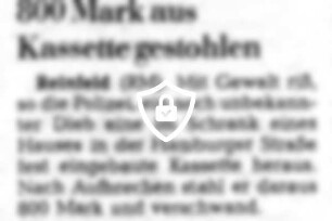 800 [Name maskiert] Kassette gestohlen