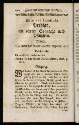 420-432, Zwey und dreyßigste Predigt