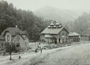 Müglitztal. Glashütte, Zerstörungen am Gaswerk nach der Unwetterkatastrophe vom 8./9. Juli 1927