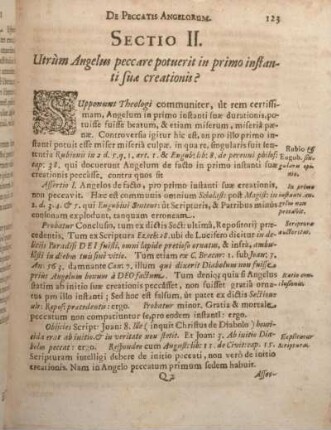 Sectio II. Utrùm Angelus peccare potuerit in primo instanti sua creationis?