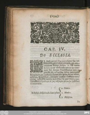 Cap. IV. De Ecclesia.