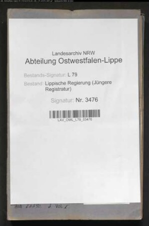 Kommunalwegebau Voranschläge und Rechnung des Amtes Horn, Band 1