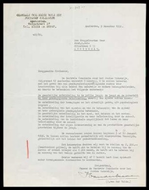 [Brief von I. van der Velde an Otto Selz vom 9. Dezember 1941]